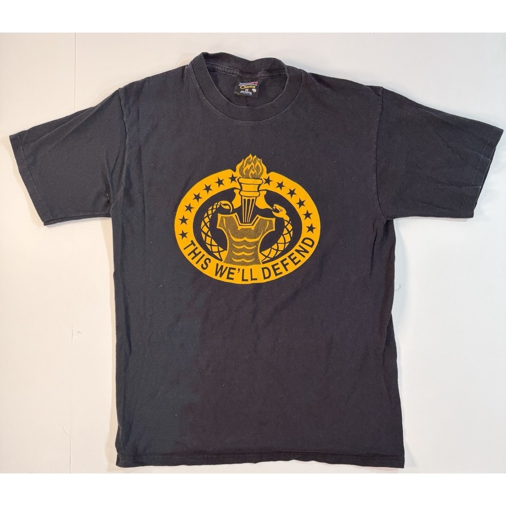 US Army This Well Defend Graphic Tee Medium Black Military Shirt